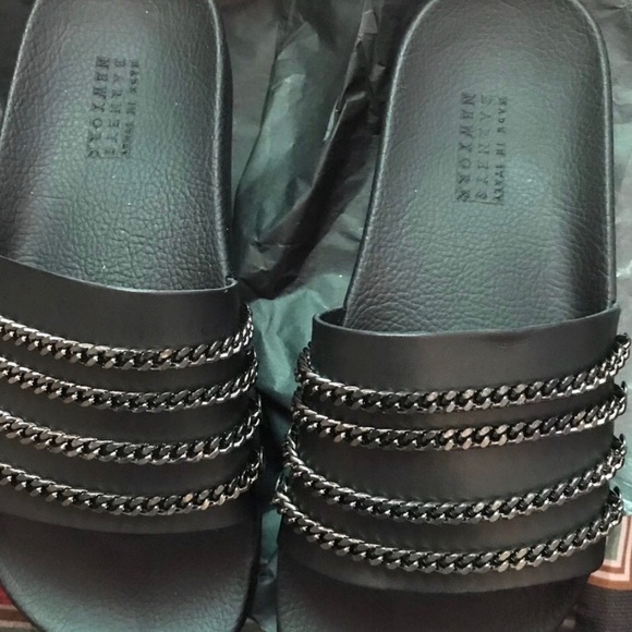 Shoes - Barney New York Pool Slides with chains Size 8,5